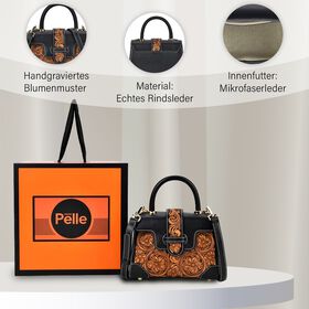 Grand Pelle  - Echtleder Handtasche, schwarz