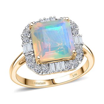 LUXURIANT DIAMOND - AAA Nat&uuml;rlicher, &auml;thiopischer Welo Opal, Lab Grown Diamant Ring 417 Gold (Gr&ouml;&szlig;e 17.00) ca. 3,47 ct