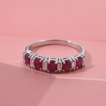 Burma-Rubin, Moissanit Ring, 925 Silber rhodiniert (Gr&ouml;&szlig;e 19.00) ca. 1.46 ct