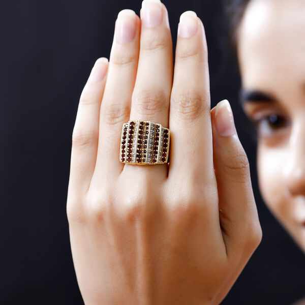 GP Art Déco Kollektion - Zirkon, roter Granat und blauer Saphir-Ring - 4,82 ct. image number 3