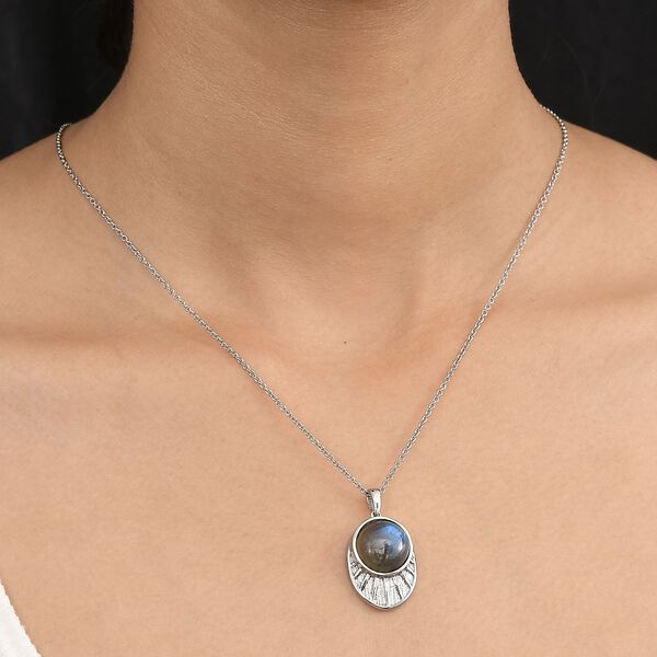 AAA Labradorit Anh&auml;nger mit 50cm Kette - 11,50 ct. image number 3