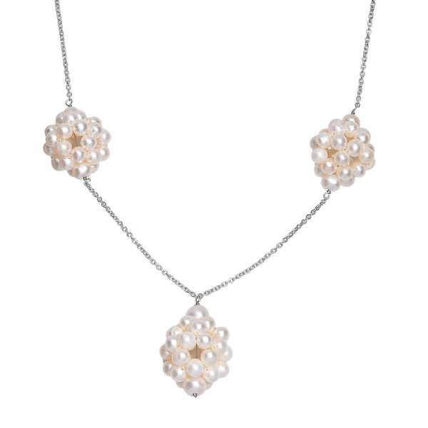 Weiße Süßwasser Perle Halskette ca. 50 cm 925 Silber rhodiniert image number 0