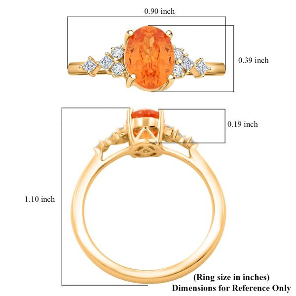 LUXORO zertifiziert und gepr&uuml;ft AAA Fanta Granat und Diamant Ring in 417 Gold - 2,35 ct. image number 5