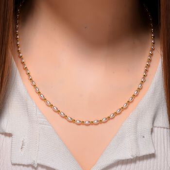 Rosa Muschelkernperle (6x4 mm) Halskette ca. 50 cm + 5 cm Extender