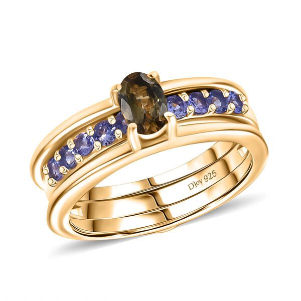 D'Joy 2er-Set nat&uuml;rliche goldene Tansanit und Tansanit Ringe - 1 ct. image number 5