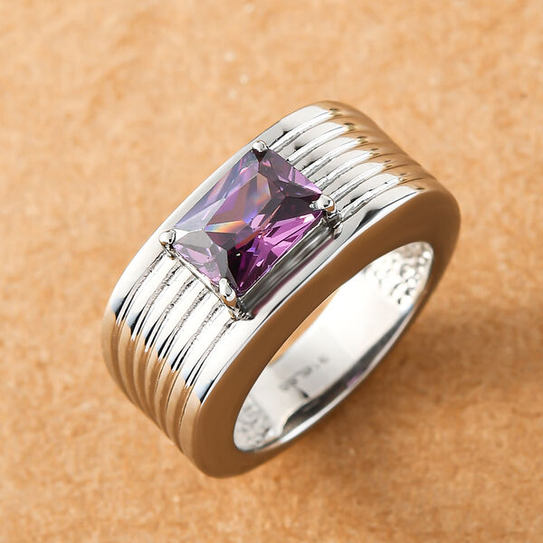 Amethyst farbener Zirkonia Ring, Edelstahl  ca. 2,56 ct image number 2
