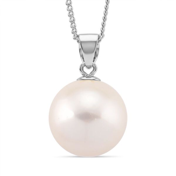 D'Joy wei&szlig;er Edison Perle Anh&auml;nger mit 45cm Kette, 925 Silber rhodiniert image number 0