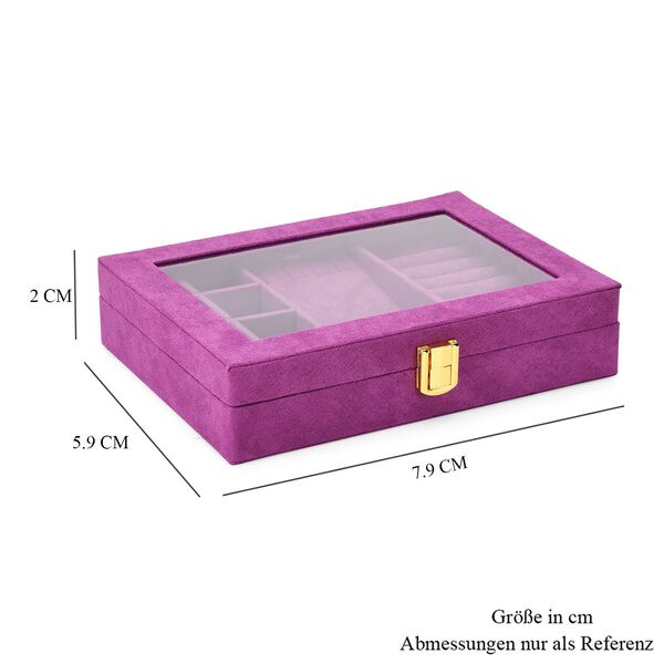 Samt Schmuckbox mit 5 Silberputztüchern, 20x15x5cm, Fuchsia image number 9