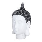 Buddha Kopf Figur, Größe 10,5x10x20 cm, Weiß, Schwarz und Silber image number 2
