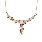 GP Spezial Kollektion - Natürliches, äthiopische Welo Opal und mehrfarbiges Edelstein-Collier, ca. 45 cm, 925 Silber Gelbgold Vermeil ca. 4,33 ct