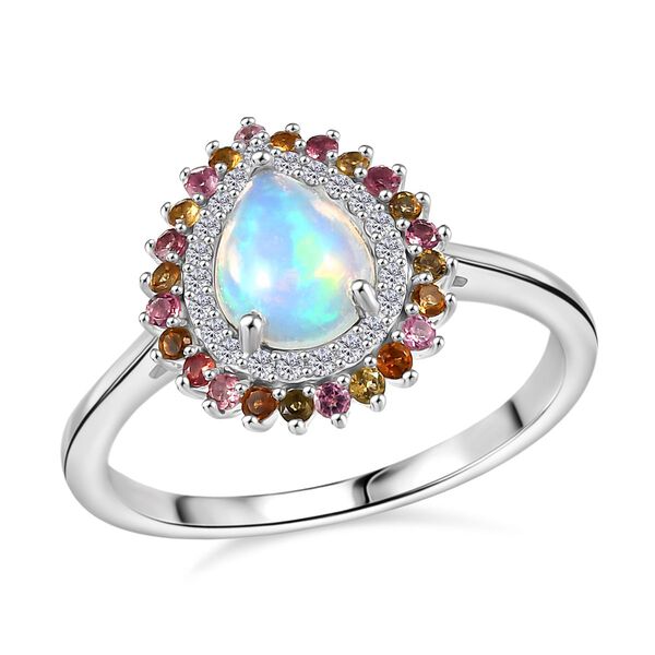 D'Joy AA Nat&uuml;rlicher, &auml;thiopischer Welo Opal, Mehrfarbig-Turmalin Ring 925 Silber rhodiniert (Gr&ouml;&szlig;e 17.00) ca. 1.74 ct image number 4