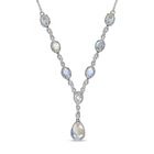 Premium Regenbogen Mondstein-Collier, ca. 45 cm, 925 Silber platiniert ca. 8.81 ct