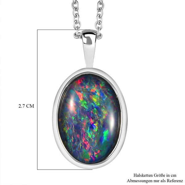 Boulder Opal Triplett-Solitär-Anhänger mit Kette, 925 Silber platiniert, 3,39 ct. image number 5