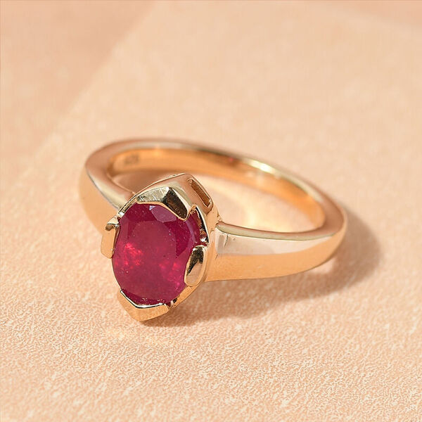 Afrikanischer Rubin-Ring, (Fissure gefüllt), 925 Silber vergoldet image number 2