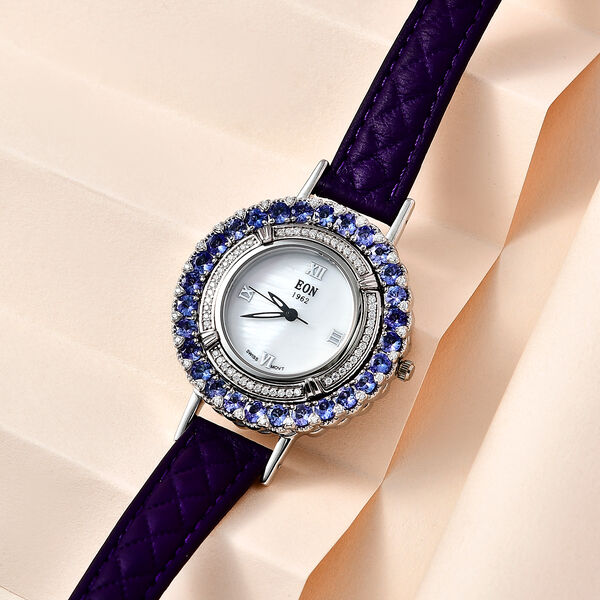 Tansanit, Moissanit Uhren 19 cm Edelstahl platiniert ca. 6,68 ct. image number 2