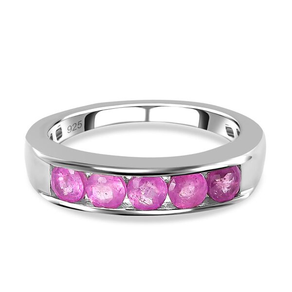 Ilakaka rosa Saphir (Fissure gef&uuml;llt) Ring, 925 Silber platiniert (Gr&ouml;&szlig;e 18.00) ca. 1.35 ct