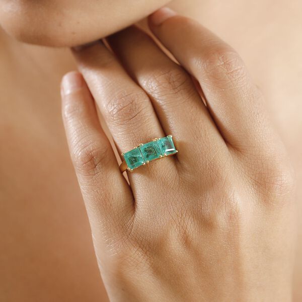 Smaragd Triplett Quarz Ring - 3,72 ct. image number 3