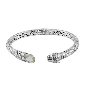 Royal Bali - gr&uuml;ner Prasiolith-Armreif, ca. 19 cm, 925 Silber 27,5g, ca. 3.60 ct