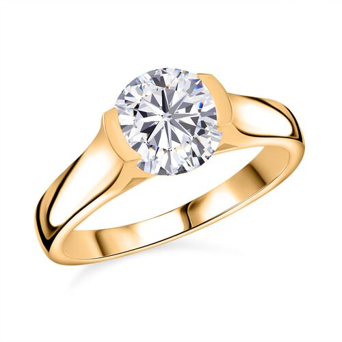 Moissanit Solitär-Ring, 925 Silber Gelbgold Vermeil (20-25 Werktage Lieferzeit) ca. 1.77 ct