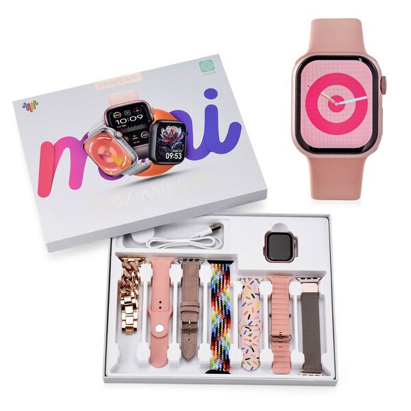 Smartwatch HW mini 2 1,75 Zoll Rosé, Set mit 7 Wechselarmbändern inklusive kristallbesetztem Armband, IP67, Bluetooth 5.2, kabelloses Laden

, Rosa image number 0