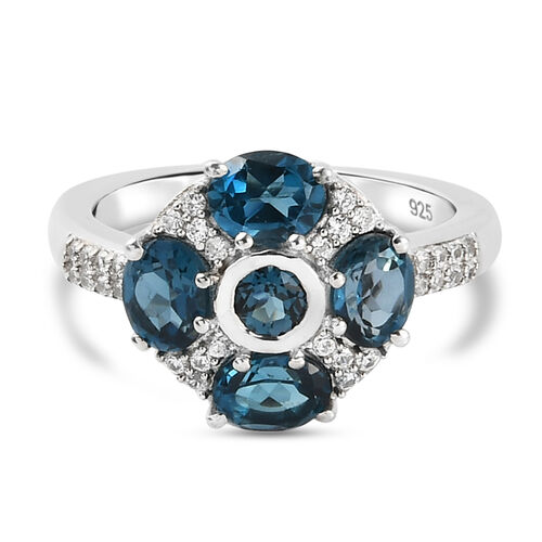 London Blau Topas und Zirkon Ring, ca. 2,43 ct image number 0