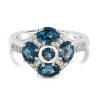 London Blau Topas und Zirkon Ring 925 Silber platiniert  ca. 2,43 ct image number 0