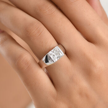 D'Joy Moissanit Herrenring 925 Silber rhodiniert - 2,79 ct.