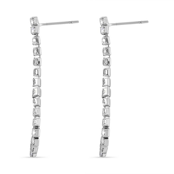 2er Set - Weißer Kristall Ohrringe und Halskette Schmuckset, silberfarben image number 5