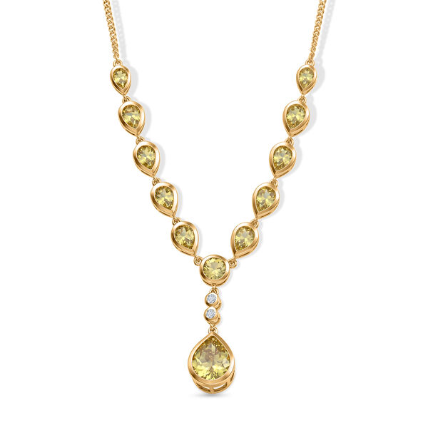 D'Joy AAA Ouro Verde-Quarz Halskette ca. 45 cm 925 Silber 750 Gelbgold vermeil ca. 11,08 ct.