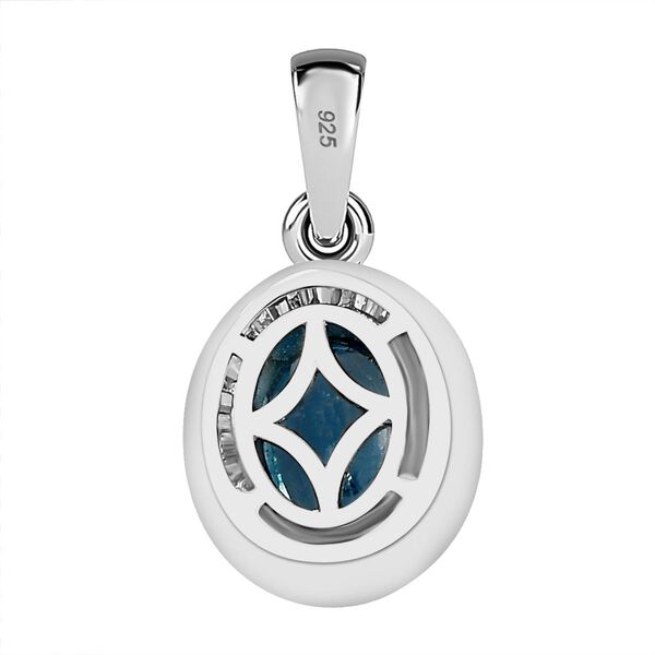 AA Aqua Kyanit, Wei&szlig;er Diamant Anh&auml;nger 925 Silber rhodiniert ca. 1,65 ct. image number 5