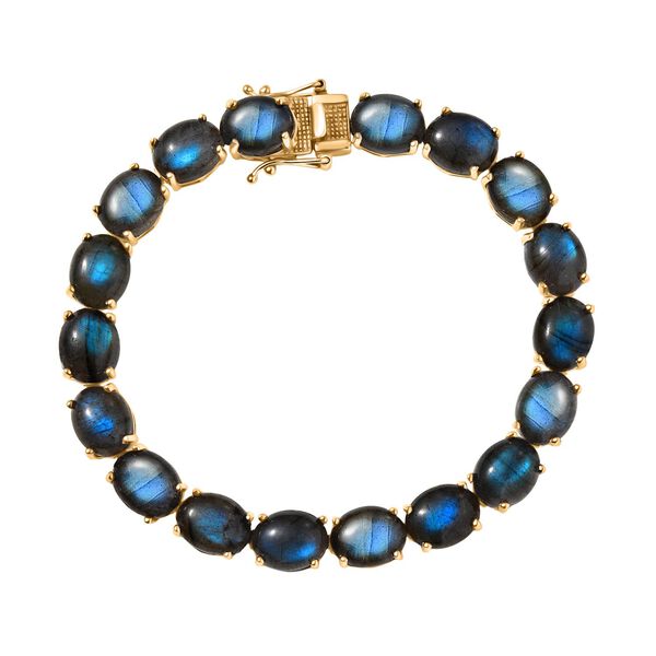 D'Joy AAA Labradorit Armband ca. 19 cm 925 Silber 750 Gelbgold Vermeil ca. 47.54 ct