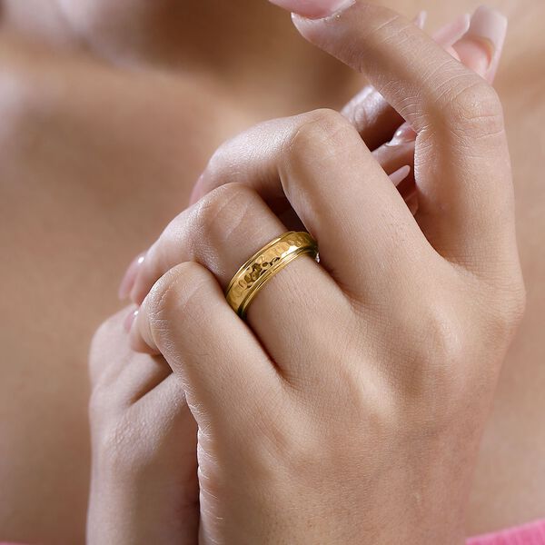 Strukturierter Spinning-Band-Ring, 925 Silber 750 Gelbgold Vermeil image number 3