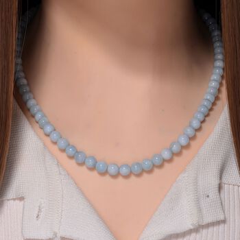Aquamarin Perlen-Halskette, 50+5 cm - 170 ct.
