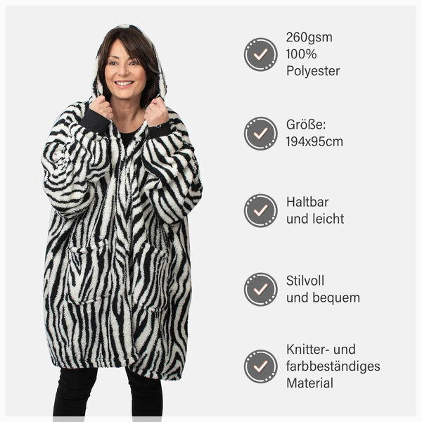 Hoodie mit Kapuze im Zebra-Muster, Wei&szlig; und schwarz image number 10