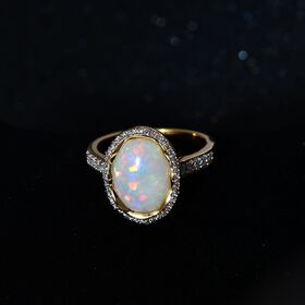 AAA nat&uuml;rlicher, &auml;thiopischer Welo Opal und Zirkon-Ring - 4,33 ct.