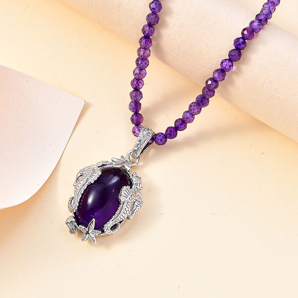 AA Afrikanischer Amethyst-Anh&auml;nger mit 45cm Kette - 62 ct. image number 2