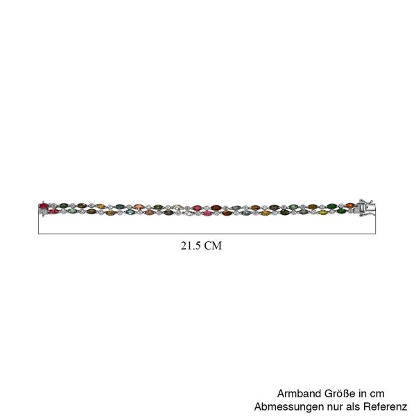Mehrfach-Turmalin, Wei&szlig;er Zirkon Armband ca. 20 cm 925 Silber platiniert ca. 13,40 ct. image number 5