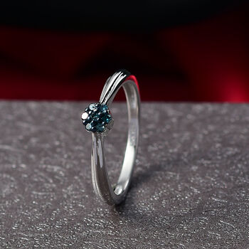 CULLINAN-MINE - Blauer Diamant Ring 925 Silber rhodiniert (Gr&ouml;&szlig;e 20.00) ca. 0.10 ct