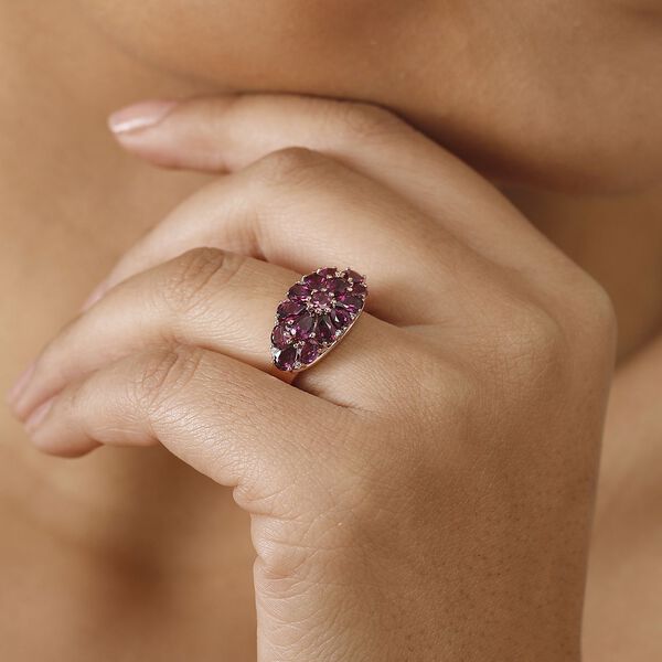 AAA Radiant Ember Granat und Zirkon Ring - 3,94 ct. image number 3
