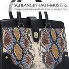 Echtleder Tasche mit Schlangenhaut-Muster, 32x12x23 cm, Schwarz und khaki image number 5