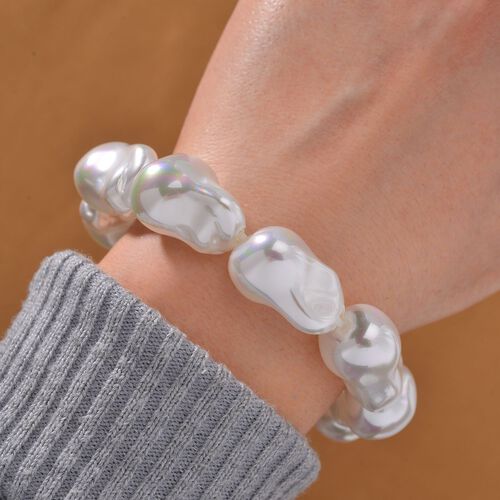 Weißes Muschelkernperle Armband, 21,5cm image number 1