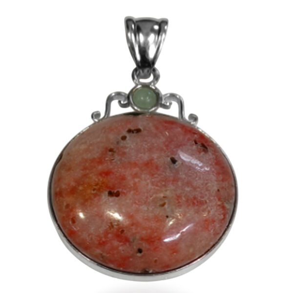 Chili-Jaspis, Grüner Aventurin Anhänger ca. 50,00 ct. image number 0