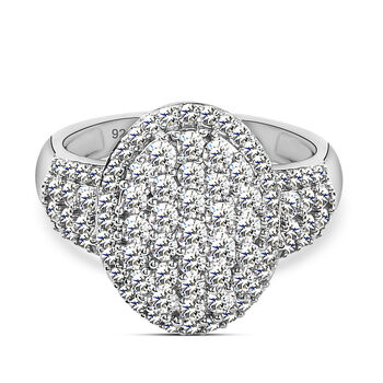 88 Facetten Moissanit-Ring, 925 Silber platiniert (Gr&ouml;&szlig;e 16.00) ca. 1.17 ct