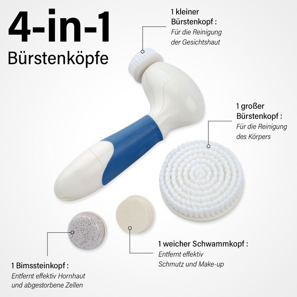 4 in 1 Gesichts-Reinigungsb&uuml;rste, 4xAA Batterien (nicht inkl.), Blau und Wei&szlig; image number 3