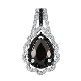 D'Joy Elite Shungit, Schwarzer Spinell Anhänger 925 Silber rhodiniert ca. 1.54 ct