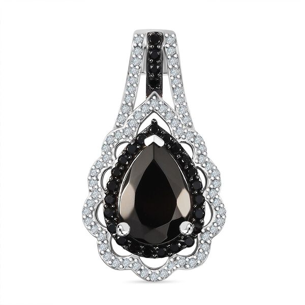 D'Joy Elite Shungit, Schwarzer Spinell Anh&auml;nger 925 Silber rhodiniert ca. 1.54 ct