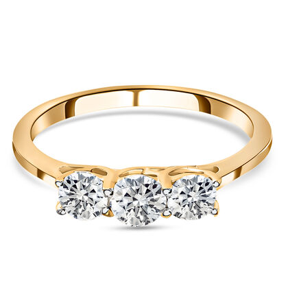 Diamant Trilogie-Ring, zertifiziert I2 G-H, 585 Gelbgold (Größe 16.00) ca. 0,50 ct