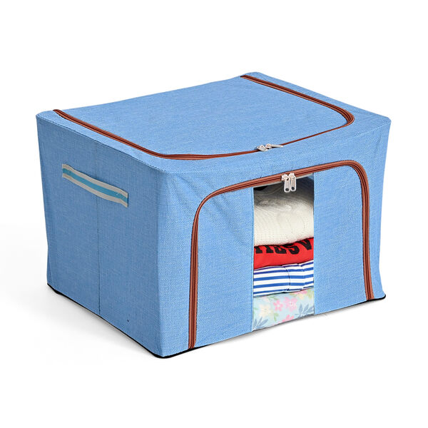 Faltbare Aufbewahrungsbox aus Stoff, 66 Liter offen, Gr&ouml;&szlig;e 50x40x33cm gefaltet, Hellblau