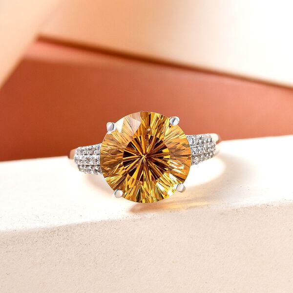 Hanabi Schliff - Citrin und Zirkon-Ring - 6,86 ct. image number 2