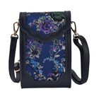 Luxury Edition: Seidenbrokat Handytasche aus echtem Leder und Satin Geschenkbox, RFID, Lila Blumig